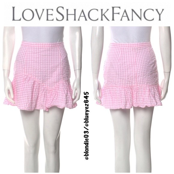 Loveshackfancy “Eliza” Skirt In Pink Gingham S